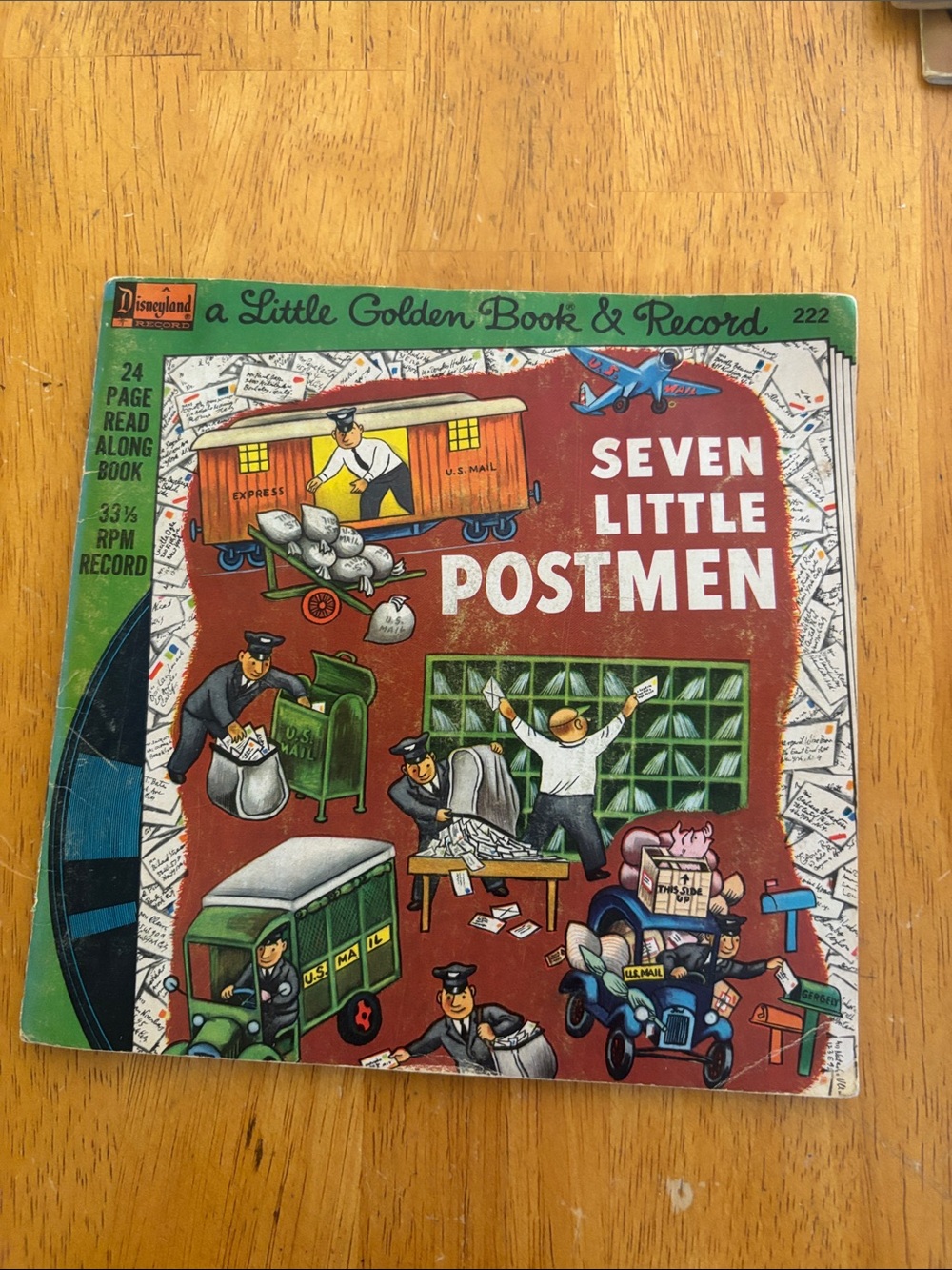 Vintage- Seven Little Postmen A Little Golden Book & Record Disneyland